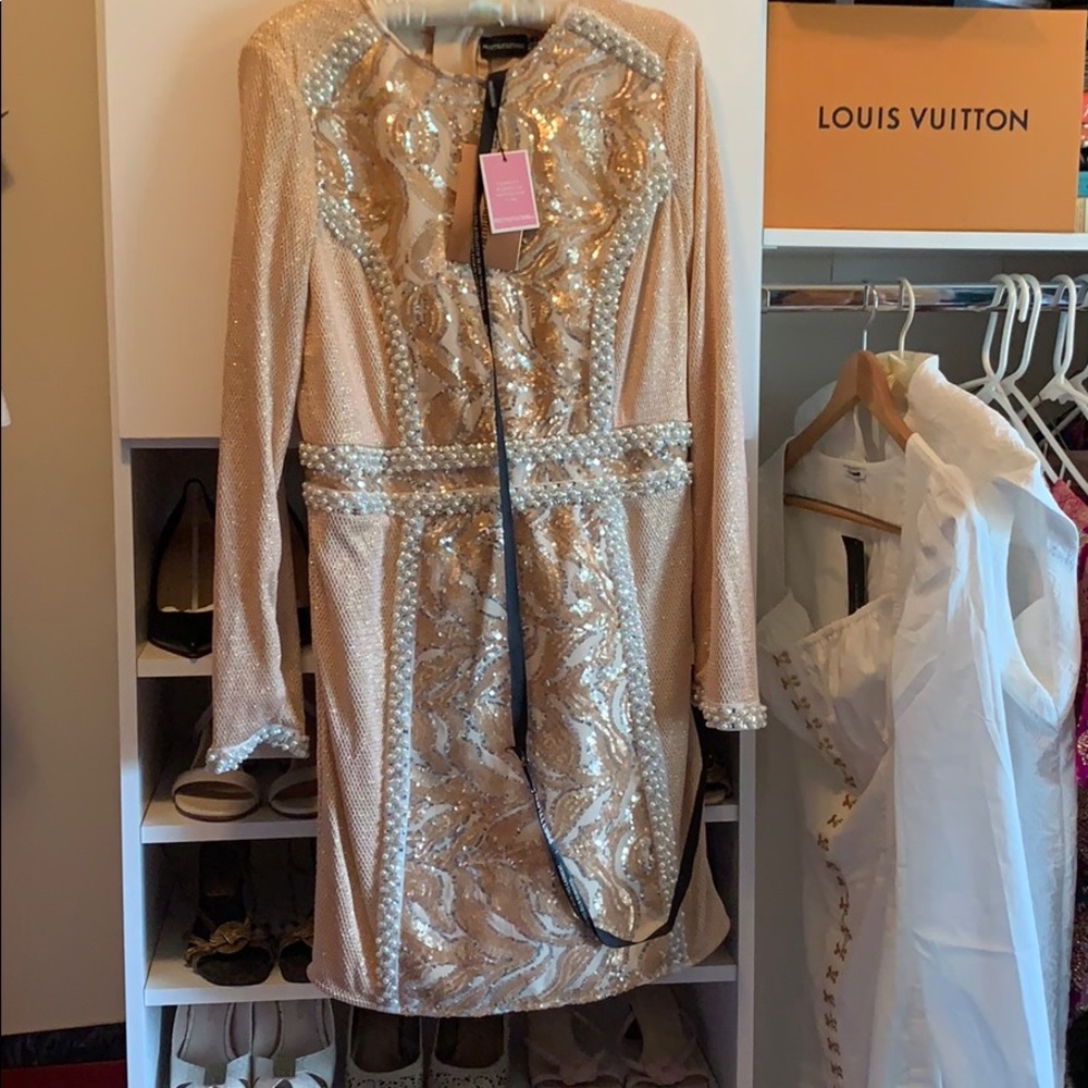 BRAND NEW PLT Rose Gold Premium Sequin Pearl Dress